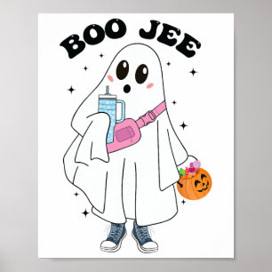 Póster Cute Boo Ghost Gracioso disfraz de Halloween Boo J