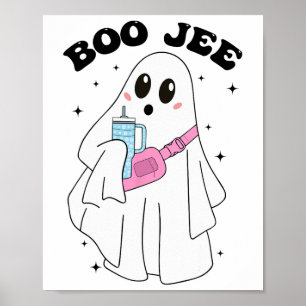 Póster Cute Boo Ghost Gracioso disfraz de Halloween Boo J