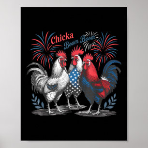 Póster Cute Boom Boom Gracioso Pollo 4 De Julio Pa