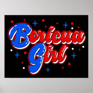 Póster Cute Boricua Girl Puerto Rico Glitter Poster