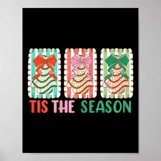 Póster Cute Bow Christmas Holiday Trees Cake Women Girl K (Frente)