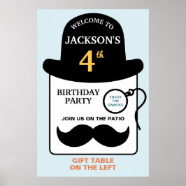 Póster Cute Bowler Hat and Monocle Any Age Birthday Party