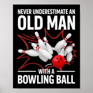 Póster Cute Bowling Mujeres Hombres Abuelo Bowler Equipo