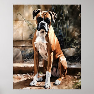 Póster Cute Boxer Dog Art Print Poster