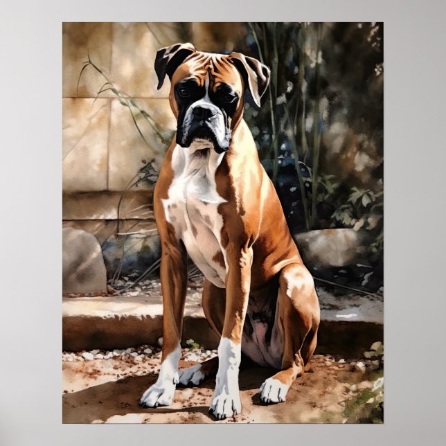 Póster Cute Boxer Dog Art Print Poster (Frente)