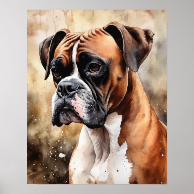 Póster Cute Boxer Dog Art Print Poster (Frente)