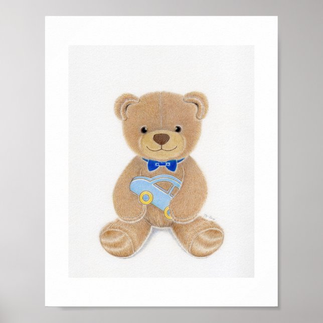 Póster Cute Boy Teddy Bear Nursery Art Print (Frente)