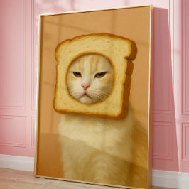 Póster Cute Bread Cat Funny Aesthetic Wall Art Print