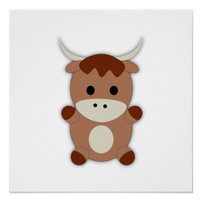 Póster Cute Brown Cow (Anverso)