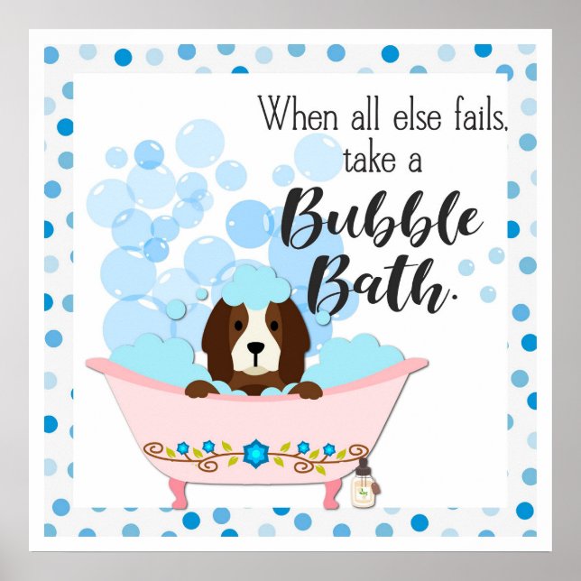 Póster Cute Bubble Bath Cartoon Dog Baño (Frente)