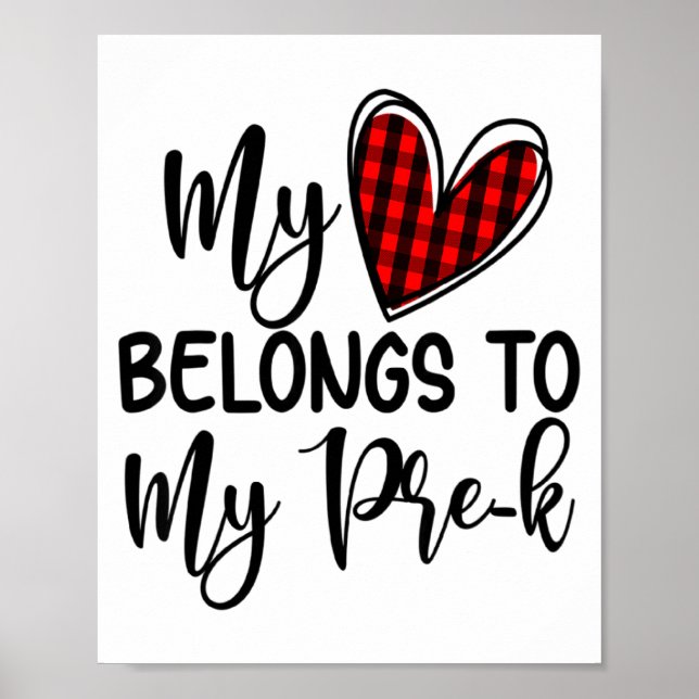 Póster Cute Buffalo Plaid Heart Valentines Day For Pre K  (Frente)