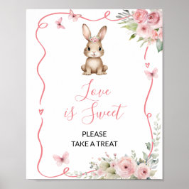 Póster Cute Bunny Baby Shower Girl Love is Sweet
