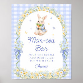 Póster Cute Bunny Blue Baby Shower Mom-osa Bar