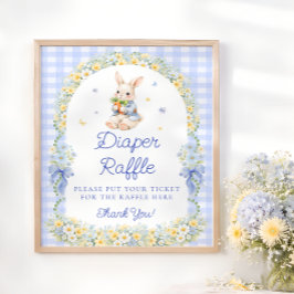 Póster Cute Bunny Boy Baby Shower Diaper Raffle