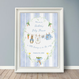Póster Cute Bunny Boy Clothesline Baby Shower Welcome