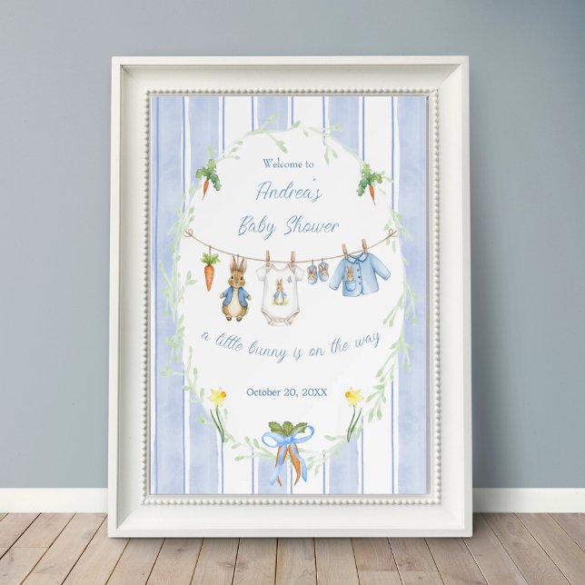 Póster Cute Bunny Boy Clothesline Baby Shower Welcome (Subido por el creador)