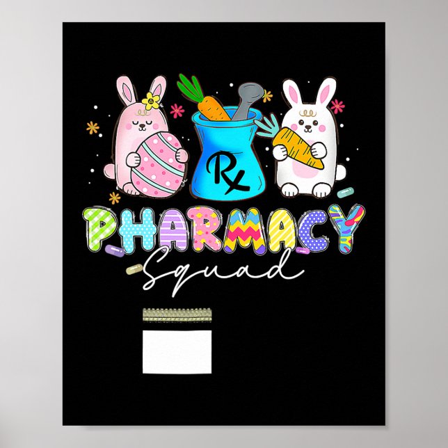 Póster Cute Bunny Pharmacist Pharmacit Squad Feliz Pascua (Frente)