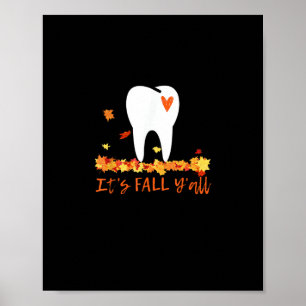 Póster Cute Cae Dental Tooth y deja su otoño