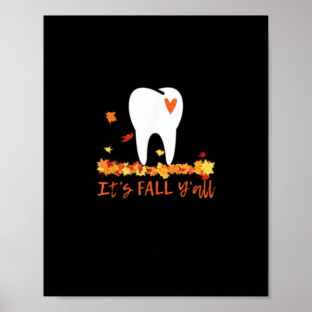 Póster Cute Cae Dental Tooth y deja su otoño (Frente)