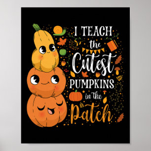 Póster Cute Caer Enseñar Calabaza Cutest En Parche Teache