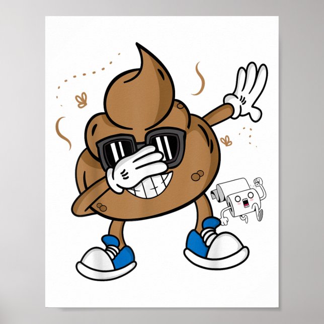 Póster Cute Camiseta de Poop Dabbing - Emoticono Divertid (Frente)