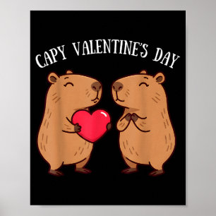 Póster Cute Capy Día de San Valentín Amantes de Carpincho