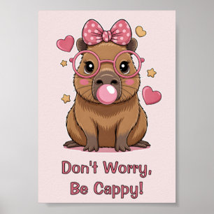 Póster Cute Capybara con Gafas y Chicle