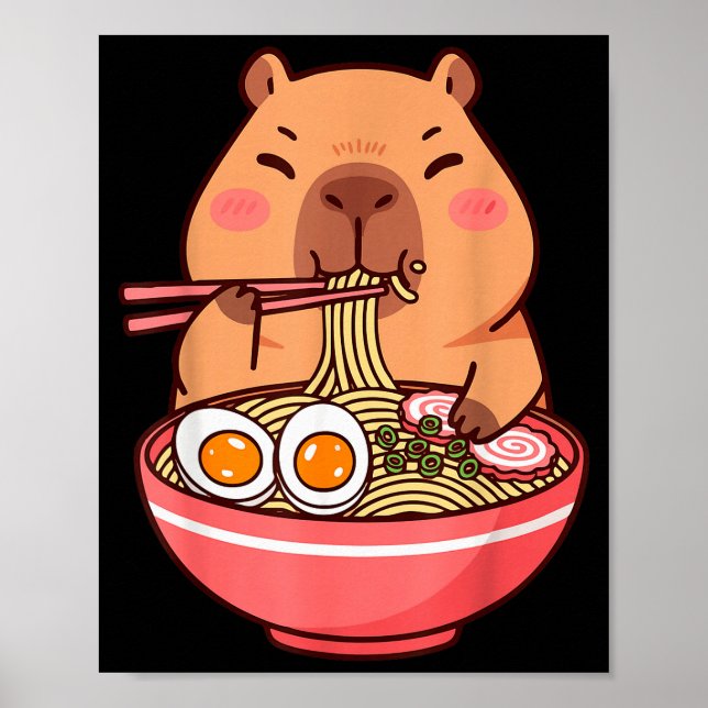 Póster Cute Capybara Ramen Kawaii Kids Boys Girls Cool An (Frente)