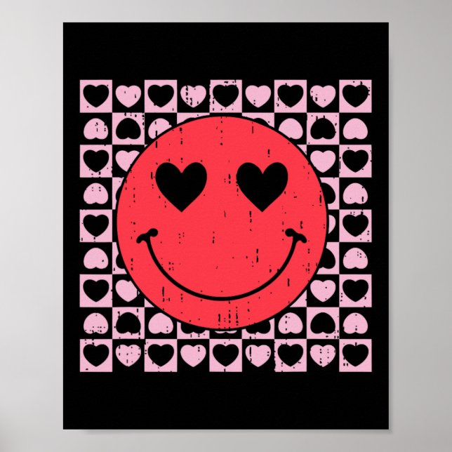 Póster Cute cara sonriente de San Valentín corazón para a (Frente)