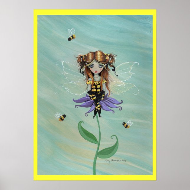 Póster Cute cartel caprichoso de abeja bumble hada fantas (Frente)