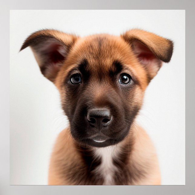 Póster Cute cartel de cachorro de raza Malinois Belga (Frente)