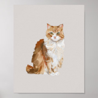 Póster Cute cartel de gato ginger pintado al óleo | Naran