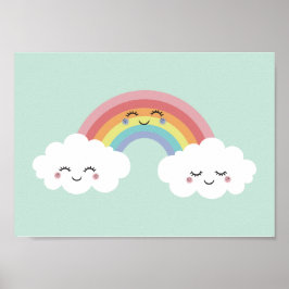Póster Cute cartel de nubes arcoíris para habitación de n