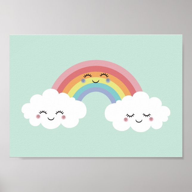 Póster Cute cartel de nubes arcoíris para habitación de n (Frente)