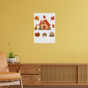 Póster Cute cartel para hogar de otoño.