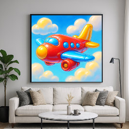 Póster Cute Cartoon Airplane