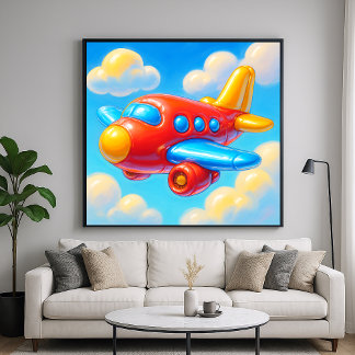 Póster Cute Cartoon Airplane