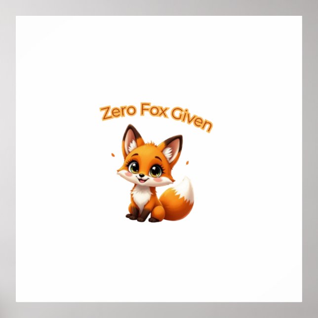 Póster Cute Cartoon Fox – Adorable Kawaii Style (Frente)