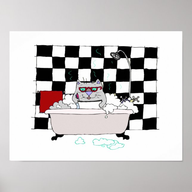 Póster Cute Cat Bathroom  Art Print (Frente)