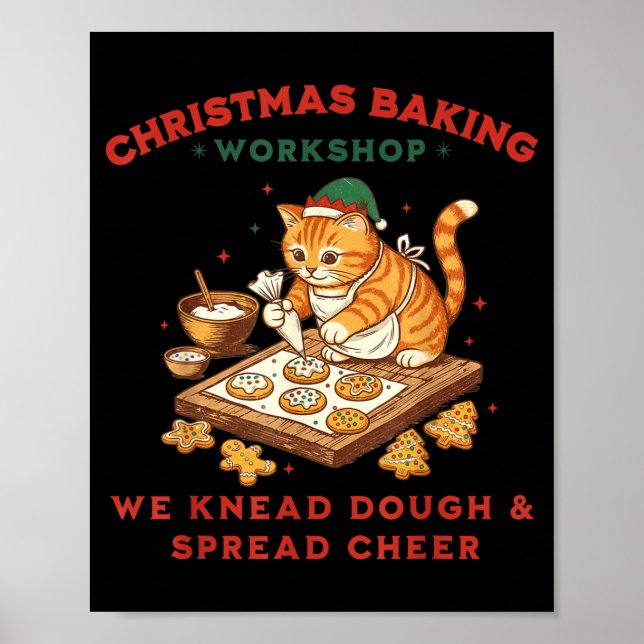 Póster Cute Cat Christmas Baking Workshop For Men Women K (Frente)