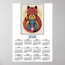 Cute Cat Family Calendar for 2026