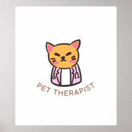 Póster Cute Cat Pet Therapist Cartoon Design