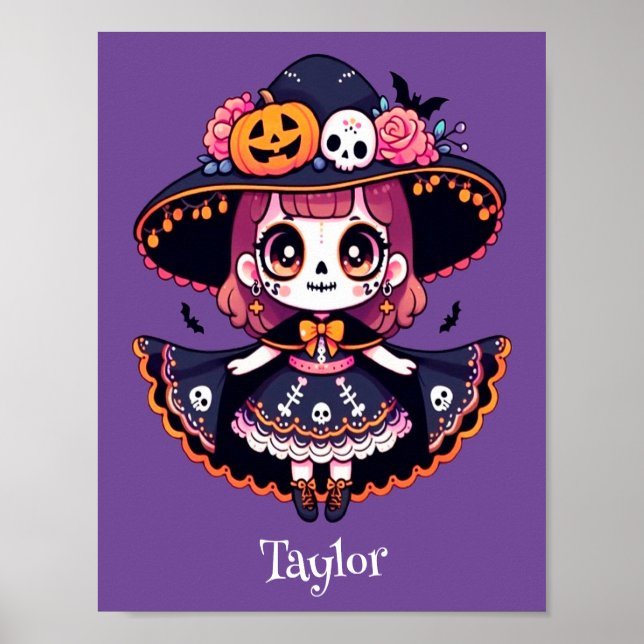 Póster Cute catrina girl halloween personalized (Frente)