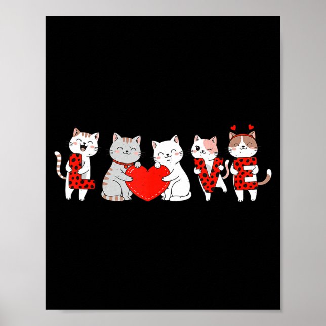 Póster Cute Cats Love Valentine Design For Men Women Kids (Frente)