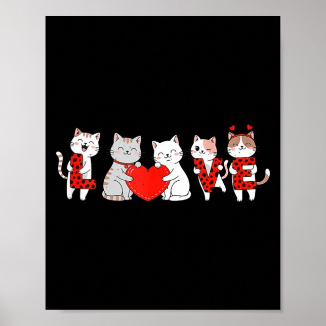 Póster Cute Cats Love Valentine Design For Men Women Kids (Frente)