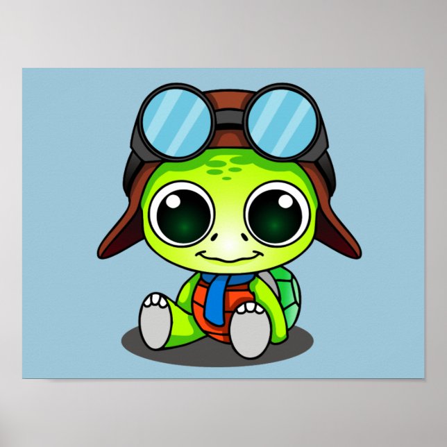 Póster Cute Chibi Aviador Turca (Frente)