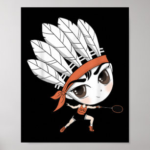 Póster Cute Chibi Badminton Birdie Manga Personalizado