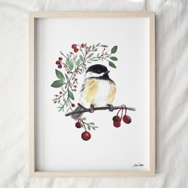 Póster Cute Chickadee Watercolor Art Imprimir