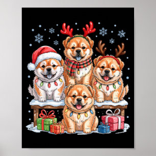 Póster Cute Chow Chow Navidad Cachorros Amantes Perros Di