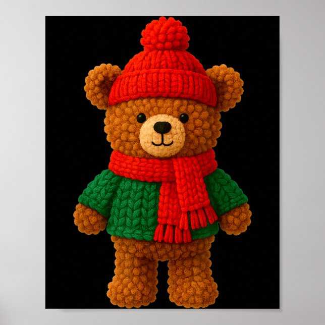 Póster Cute Christmas Bear Winter Snow  (Frente)